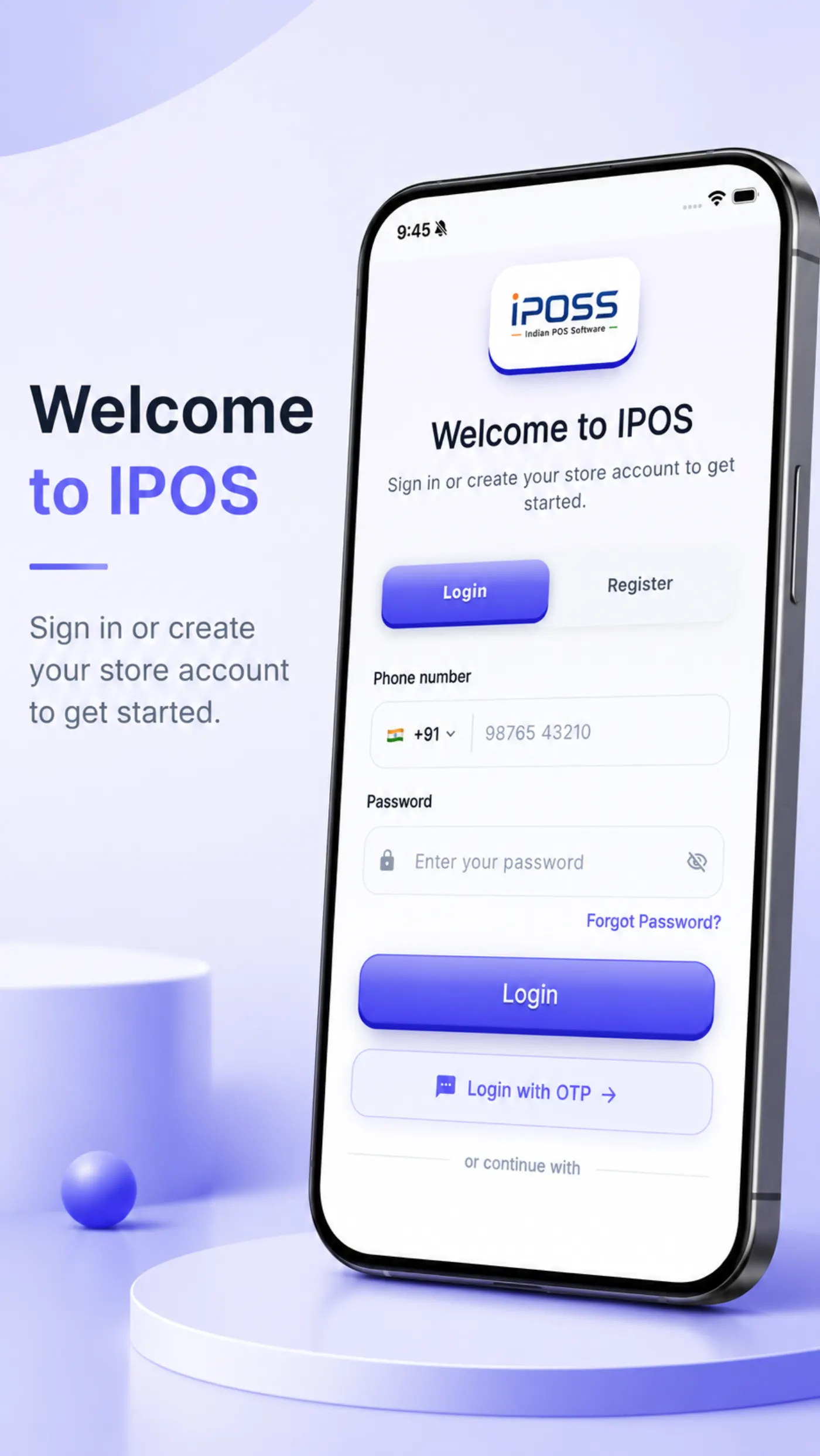IPOSS mobile app login and home entry