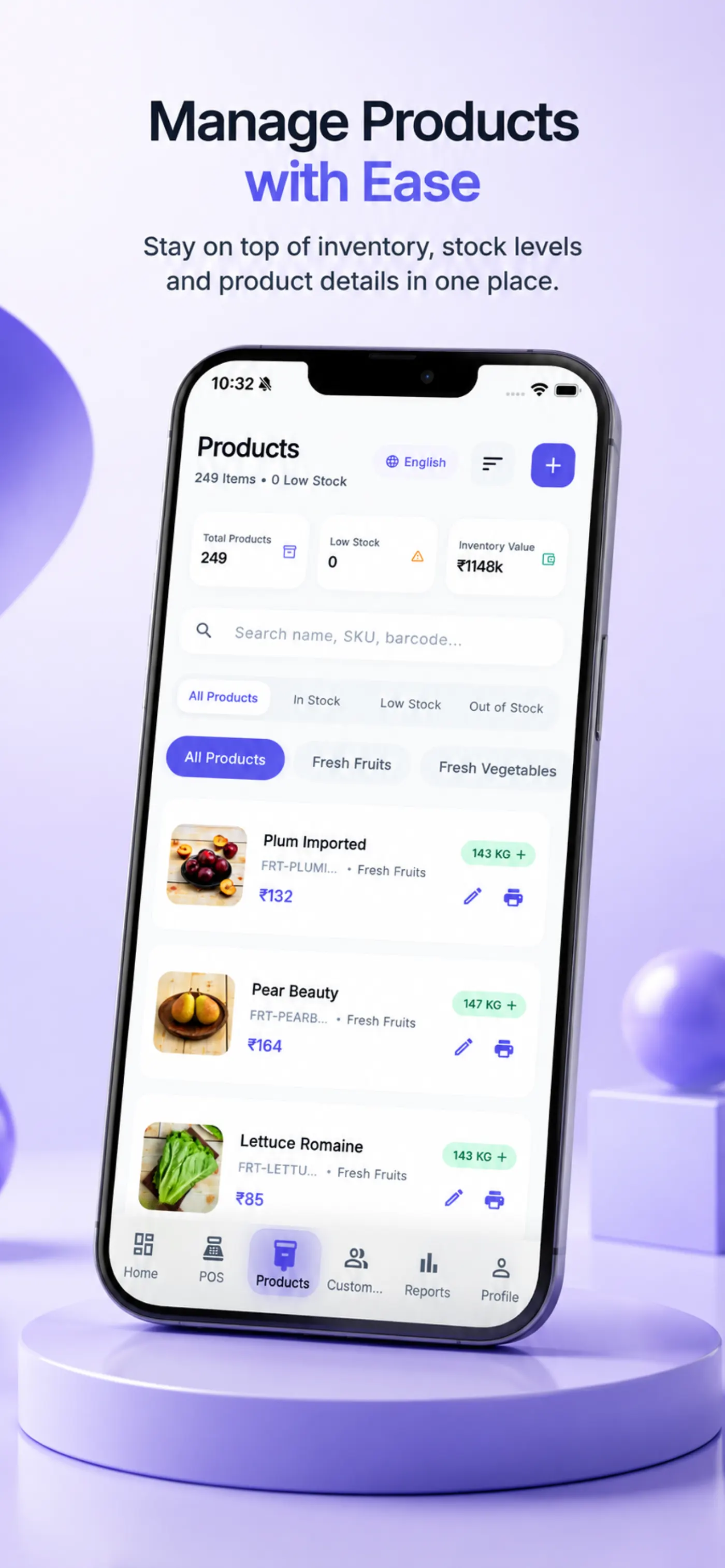 IPOSS products list on mobile