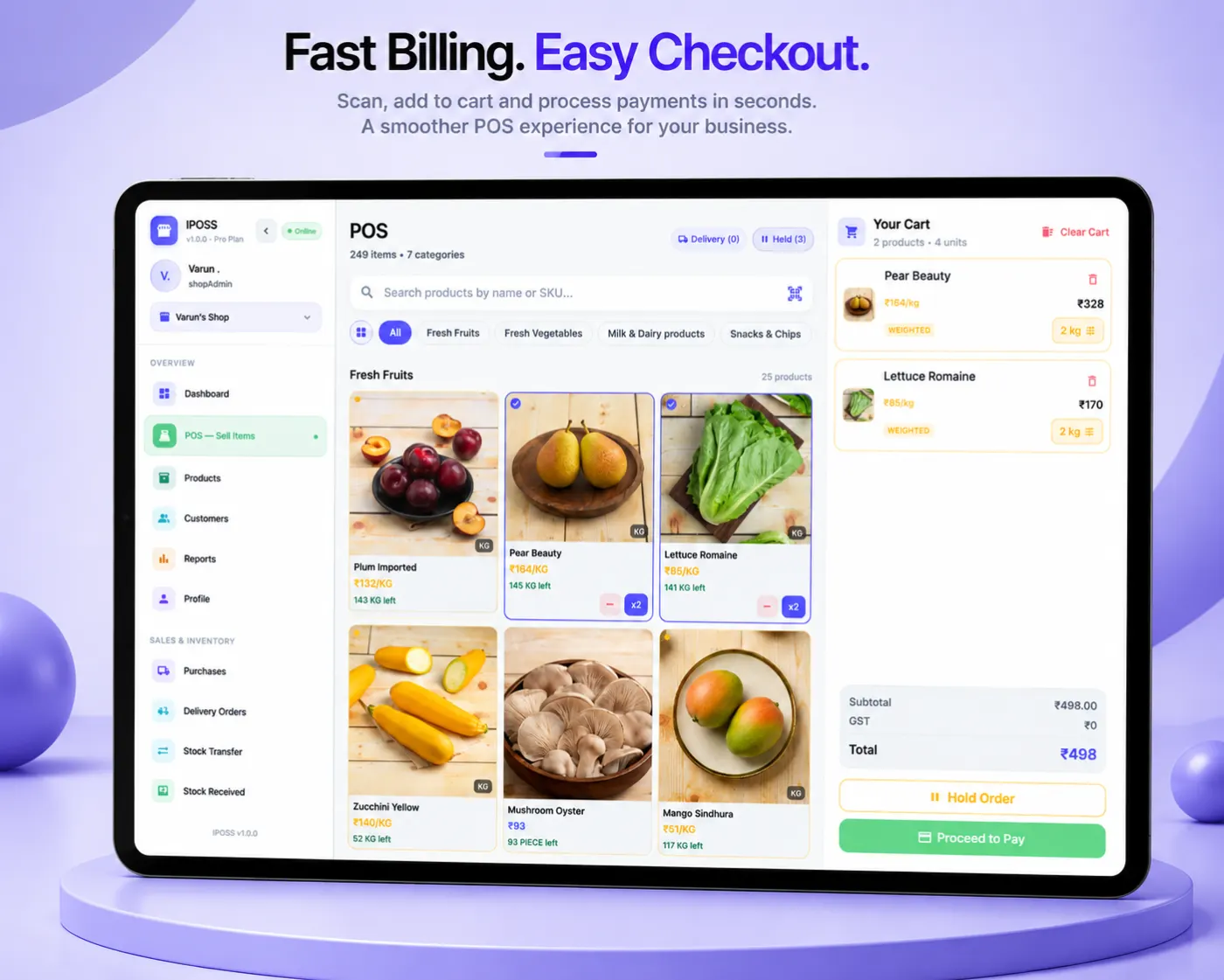 IPOSS POS cart on tablet